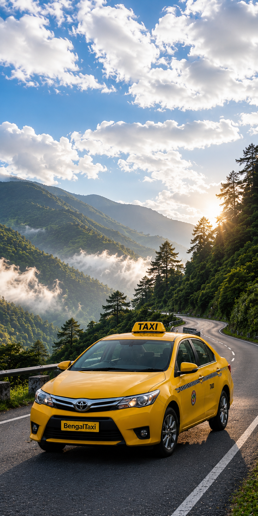 Bengal Taxi on a scenic mountain road